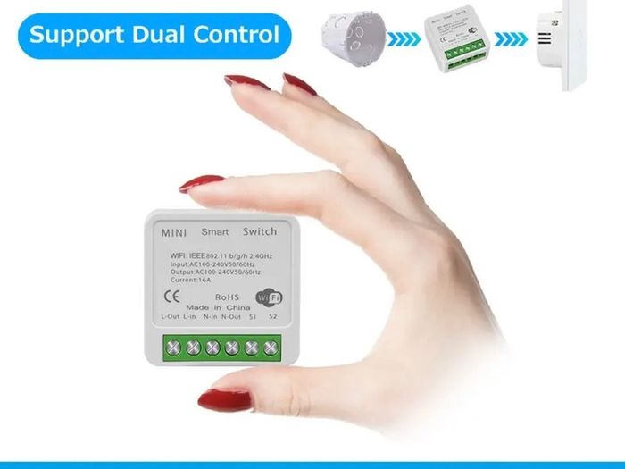Mini Wifi Smart Switch 2 Way Control Smart life or  Tuya App  16A DIY Light Switches   Alexa Yandex Alice Smart Google Home APP Voice Control