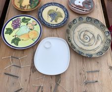 Decorative Ceramic Wall Plates with Hangers Hand-Painted / Rustic Mediterranean Style