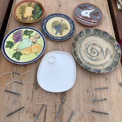 Decorative Ceramic Wall Plates with Hangers Hand-Painted / Rustic Mediterranean Style