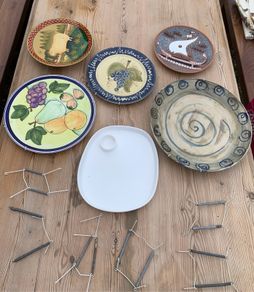 Decorative Ceramic Wall Plates with Hangers Hand-Painted / Rustic Mediterranean Style