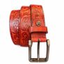 Premium Genuine Leather Belt Dual Tone Vintage Embossed Design with Antique Metal Buckle Image 6