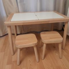 Ikea Flisat kids table and 2 stools can be used with Trofast boxes