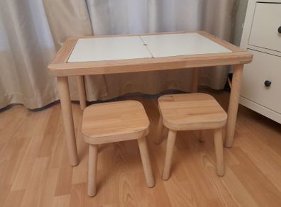 Ikea Flisat kids table and 2 stools can be used with Trofast boxes