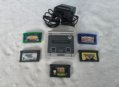 Nintendo Game Boy Advance SP -SNES Edition Shell + Games