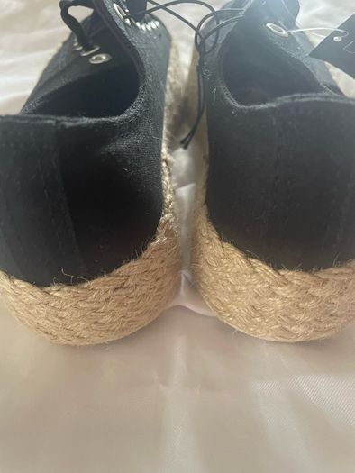 Black Espadrille lace up shoes size UK 6