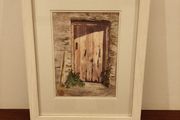 Painting of red country door