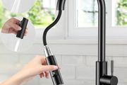 Kitchen Faucet with Removable Shower, Stainless Steel Kitchen Sink Faucet Mixer Tap with Removable Base, 360 Swivel, 2 Water Modes Cold and Hot Available - Black
