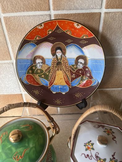 Japanese 2950's Biscuit barrel Jam Biel & Plate VaGC