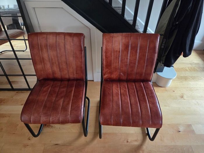 Tan Faux Leather Bench & 2 Matching Chairs Set
