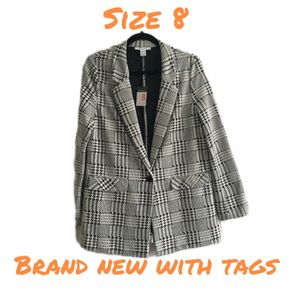 BRAND NEW Ladies Check Blazer: Size 8 (suit size 10-12 too)