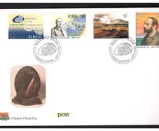 1996 Ireland 150th Birth Anniversary of Michael Davitt. Ireland's Presidency of European Union. Birth Centenary of Thomas McLaughlin. 50th Anniversary of Bord na Mona Commemorative Stamps An Post First Day Cover (FDC)