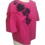 Studio preen pink & Navy embroidered short bell sleeve blouse size 12 includes postage Image 3