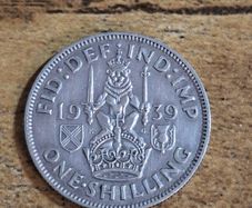 Great Britain UK 1939, One Shilling, George VI, Scottish Crest, Silver Coin - free standard postage