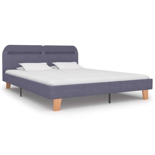 Bed Frame with LED Light Grey Fabric 180x200 cm 6FT Super King