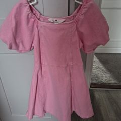 girls pink denim dress
