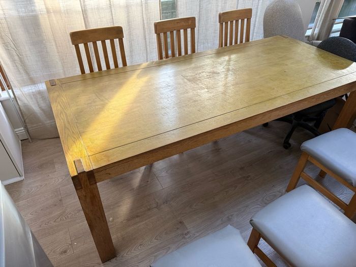 Karel Mintjens Solid Oak Dining Table (220x95cm) + 6 Chairs"