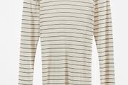 Zara long sleeve tshirt size S cream black stripe print