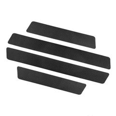 4pcs Car Door Plate Protective Stickers Carbon FiberLeather Car Sticker Sill Scuff Cover Anti Scratch Decal