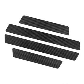 4pcs Car Door Plate Protective Stickers Carbon FiberLeather Car Sticker Sill Scuff Cover Anti Scratch Decal