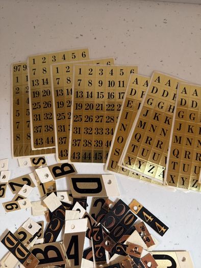 Adhesive numbers and letters  black gold metal