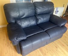Blue Leather reclining sofas