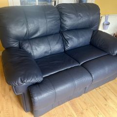 Blue Leather reclining sofas