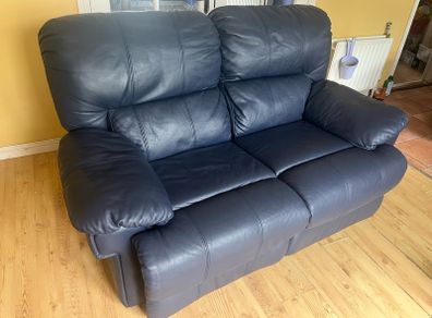 Blue Leather reclining sofas