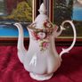 Rare And Hard To Find 23 Piece Royal Albert Celebration Bone China Gold Gilt Tea Set With Pedestal Cake Stand and Tea / Coffee Pot For 6 Person Setting Made In England Image 5