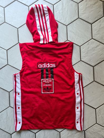 Adidas vest retro vintage Gilet red top adibreak shirt t-shirt poppers D164 Size S small the Brand