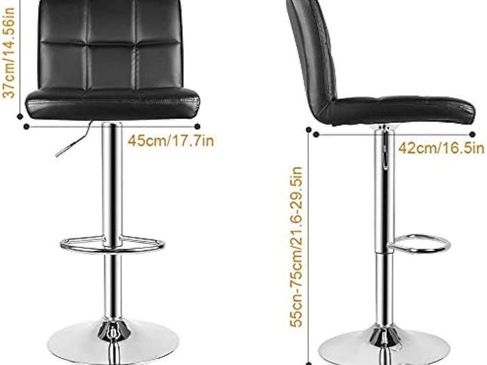Barstool, Bar Stools Set of 2 PU Leather Swivel Height Adjustable Bar Chairs With Backrest For Breakfast Bar, Counter, Kitchen and Home Barstools