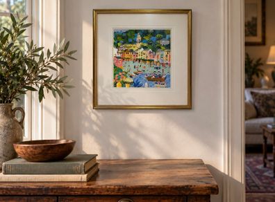 Alessandra Puppo - Portofino - Italian Folk Art - Framed Print