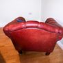 Burgundy Chesterfield Leather armchair lounge Image 3