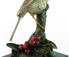 Northern Cardinal Bird - Cold Painted Bronze, Signed