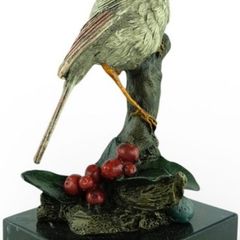 Northern Cardinal Bird - Cold Painted Bronze, Signed