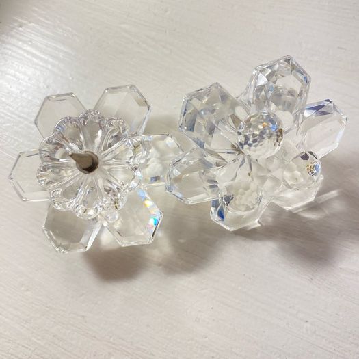 Vintage Swarovski Silver Crystal 101 Snowflake Candleholder Pair Retired 010090