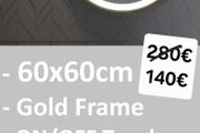 LED Bathroom Mirror Gold Frame 60cm