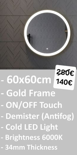 LED Bathroom Mirror Gold Frame Antifog