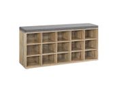 Shoe bench with 15 compartments