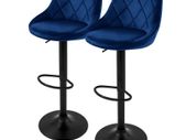 Set of 2 blue velvet bar stools set of 2 blue velvet cover with backrest and footrest height adjustable