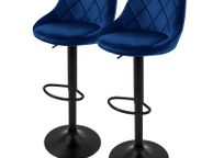 main image for ad Set of 2 blue velvet bar stools set of 2 blue velvet cover with backrest and footrest height adjustable