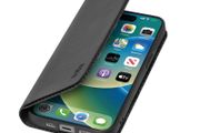 SBS Wallet Smooth Case for iPhone 15 - Soft Touch Finish with Card Slot, Built-in Stand, Magnetic Closure, Easy Access to Buttons, Black