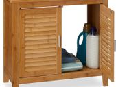 _Washbasin cabinet LAMELL, 2 doors, washbasin & vanity, bamboo & MDF, HBD: 60 x 67 x 30 cm