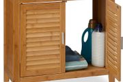 _Washbasin cabinet LAMELL, 2 doors, washbasin &amp; vanity, bamboo &amp; MDF, HBD: 60 x 67 x 30 cm