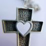 Vintage 925 Sterling Silver Cross Pendant with Heart Cutout on Chain Image 6