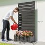 Raised Bed for Garden, Planter with Trellis for Climbing Plants, Vines, Planter Box with Drainage Gap, Black Image 2
