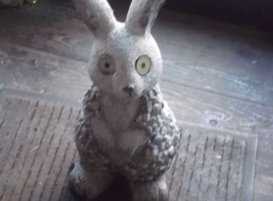 a garden ornament of a rabbit
