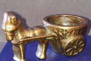 Vintage solid brass donkey &amp; turf creel figurine