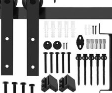 6.6FT Barn Door Hardware Kit with Black Handle