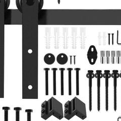 6.6FT Barn Door Hardware Kit with Black Handle