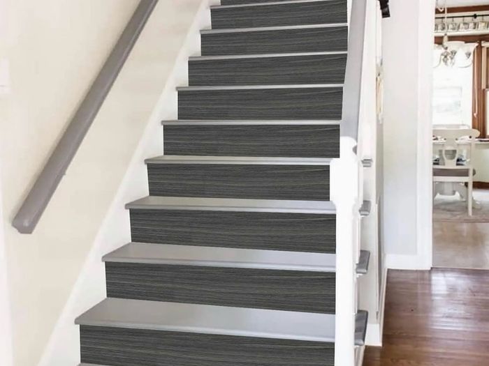 Stair Stickers, Pack of 13, Vintage Wood Grain Self-Adhesive Stair Stickers, 18 x 100 cm, Wood Look Stairs Decor, Kitchen Bathroom Tile Stickers, DIY Furniture Stickers (Dark Grey)